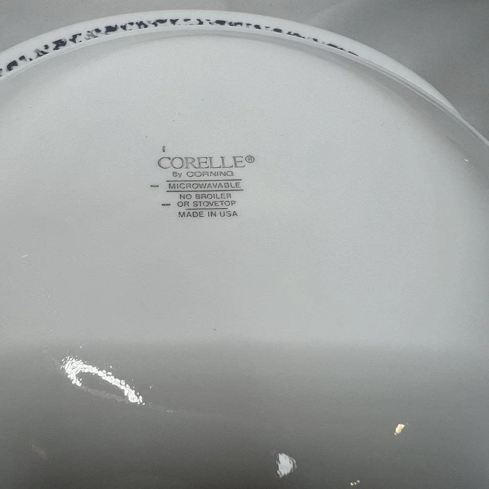 Set of 2 Corning Ware Corelle BLUE HEARTS 6'' Dinner Plates Saucer‎ Vintage